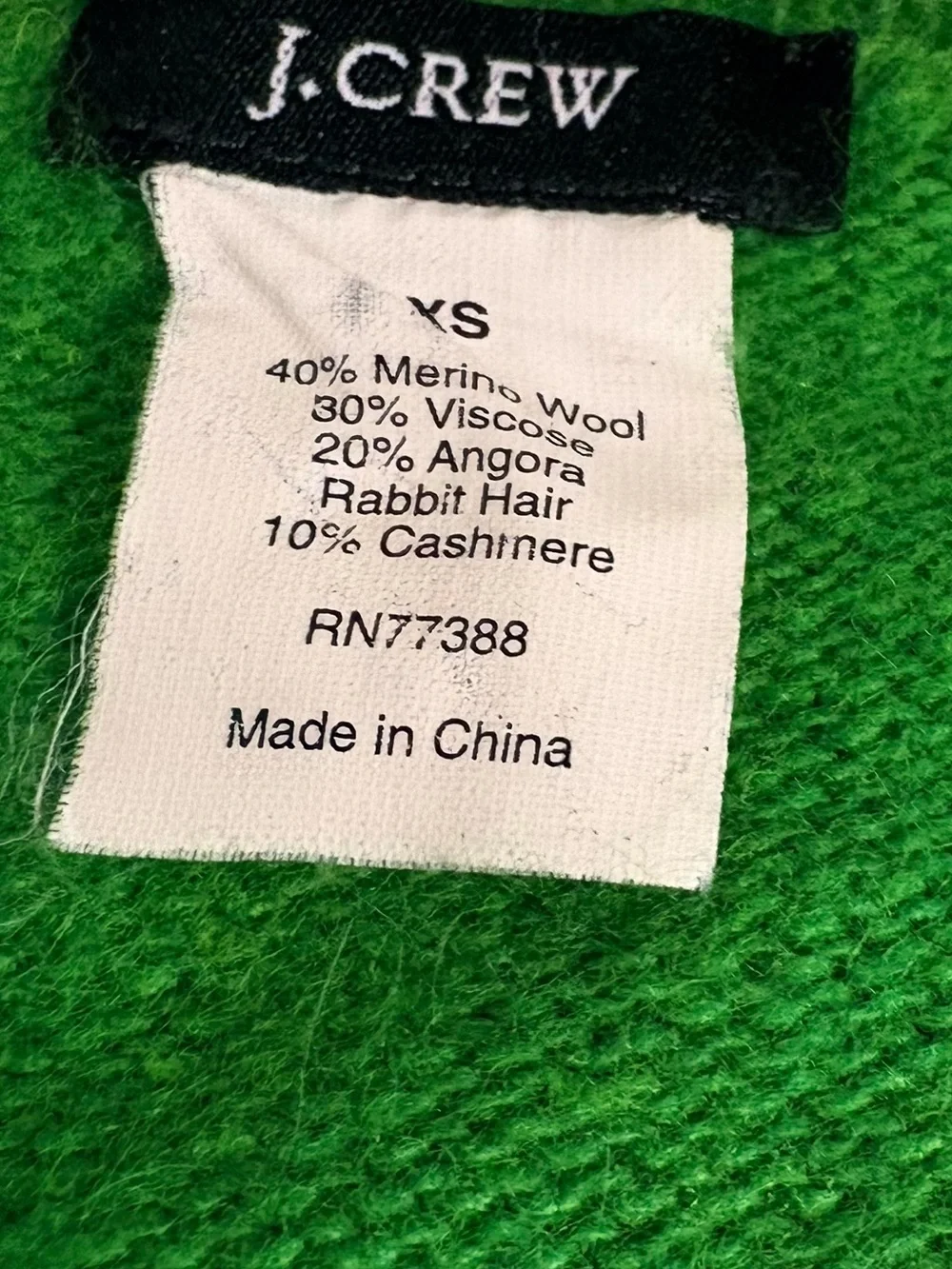 💚 XS J.Crew Kelly Green Argyle Merino Angora Cashmere Sweater